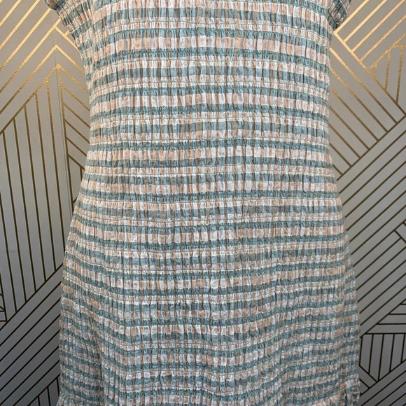 Veronica Beard Cici White Seersucker Smocked Mini Dress Ruffle Hem Size 12 NWT - Picture 4 of 12